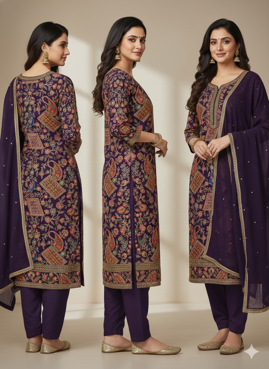 PARTY WEAR SUIT CREPE