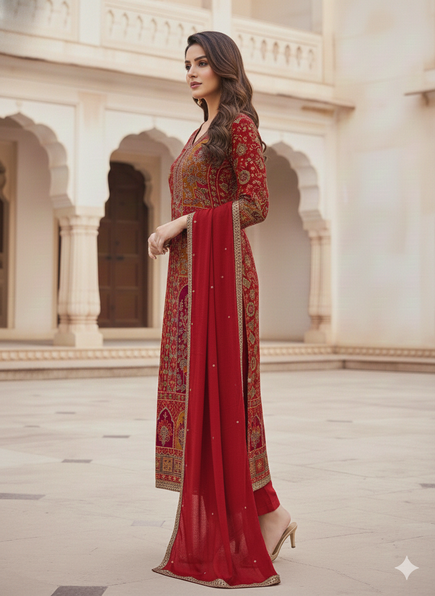 PARTY WEAR SUIT CREPE