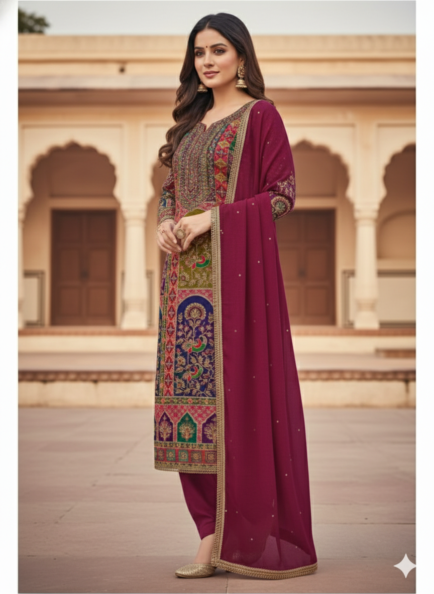 PARTY WEAR SUIT CREPE