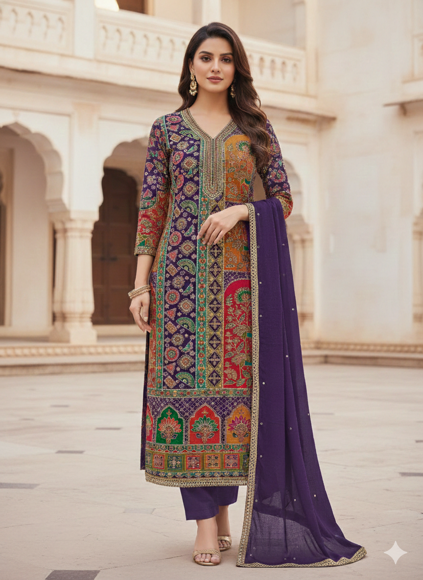 PARTY WEAR SUIT CREPE