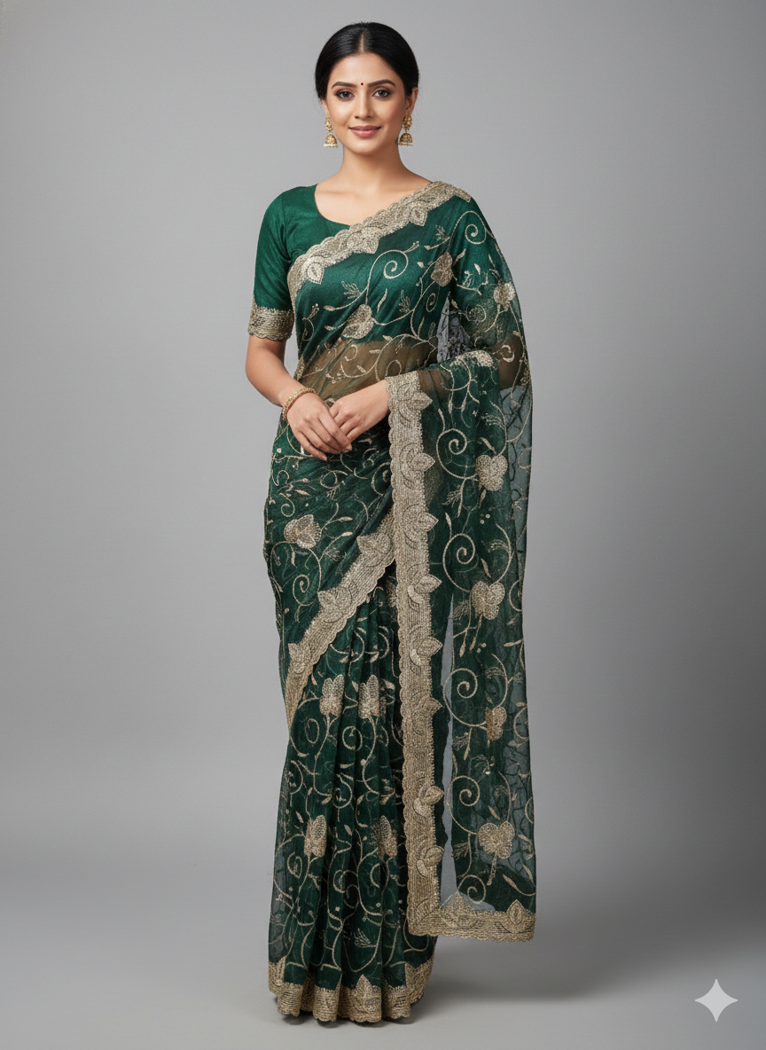 Shimmer organza saree