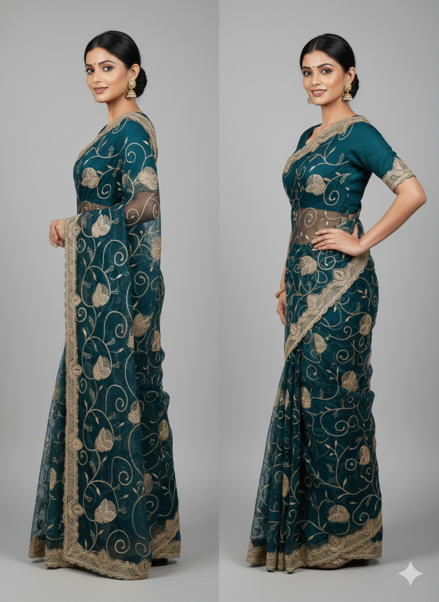 Shimmer organza saree