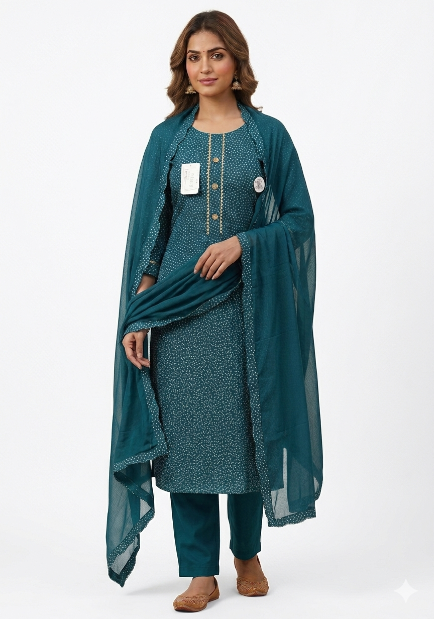 COTTON SUIT BINDIYA