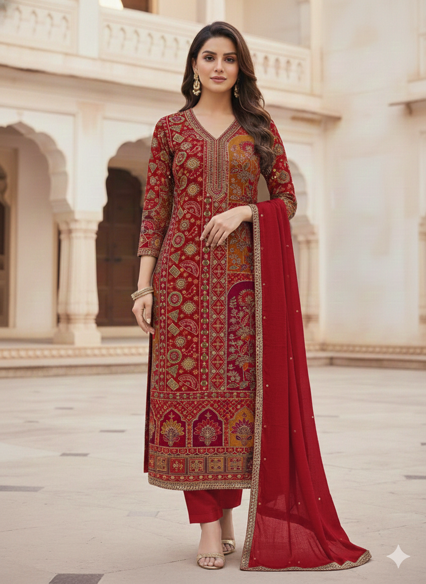 PARTY WEAR SUIT CREPE