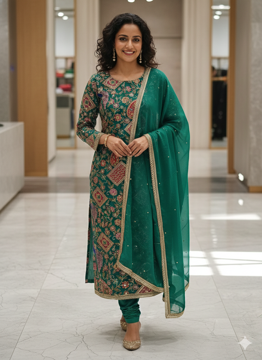 PARTY WEAR SUIT CREPE