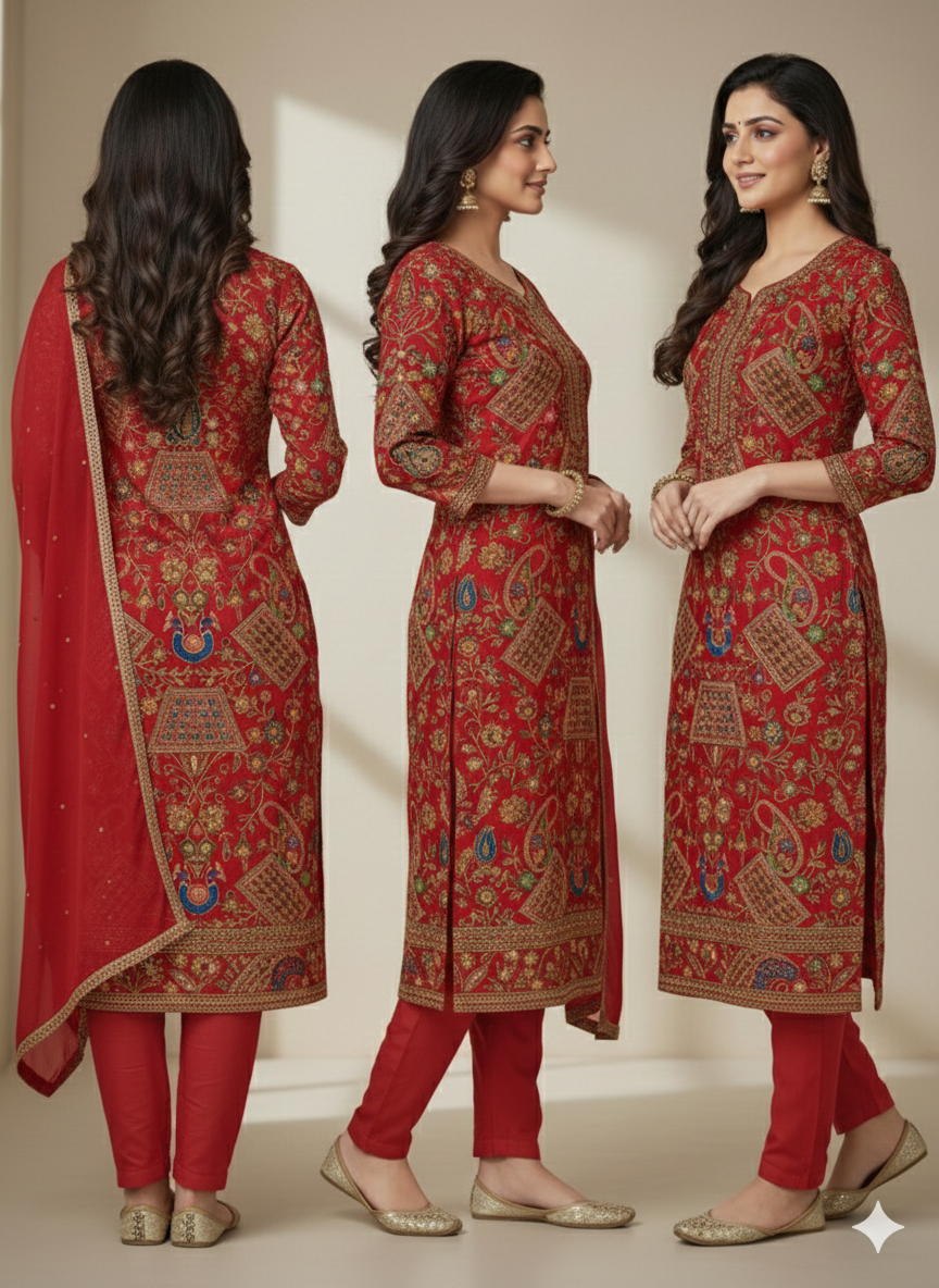 PARTY WEAR SUIT CREPE