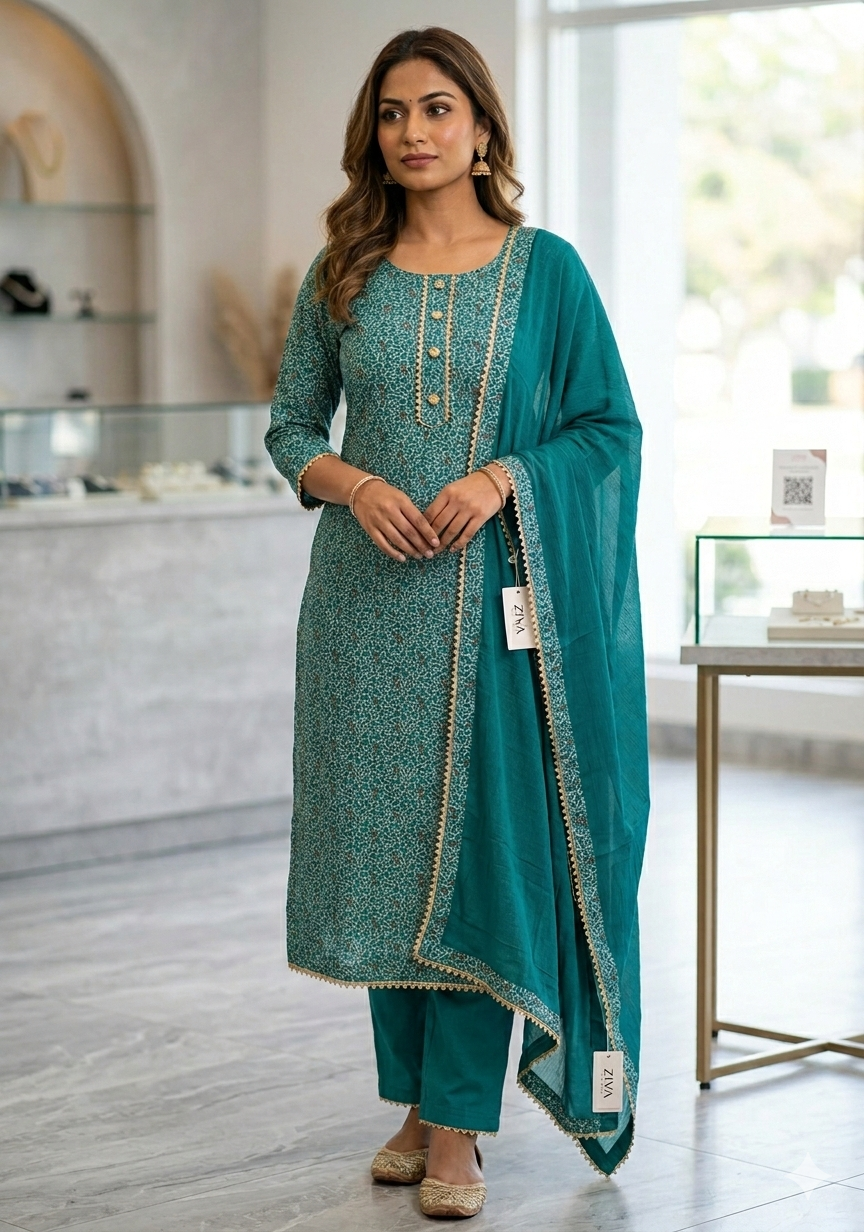 COTTON SUIT BINDIYA