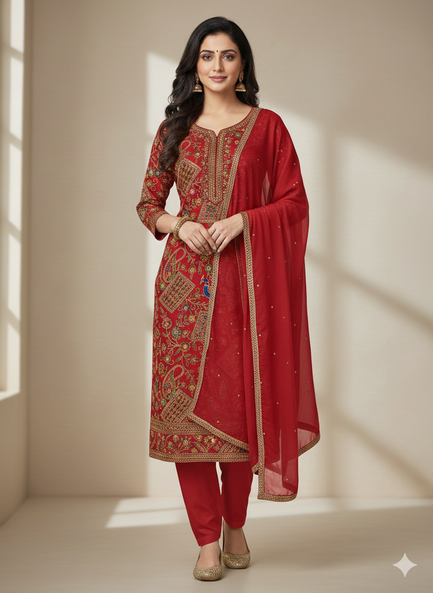 PARTY WEAR SUIT CREPE