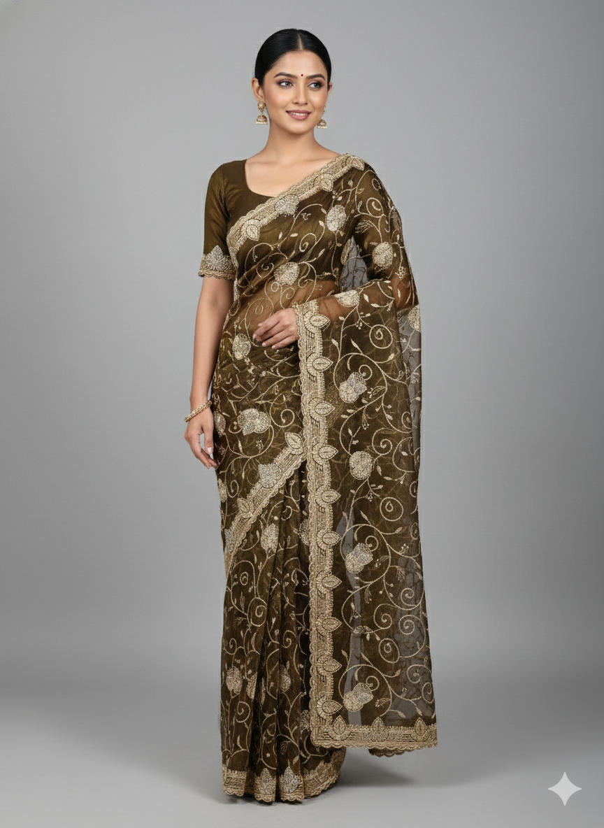 Shimmer organza saree